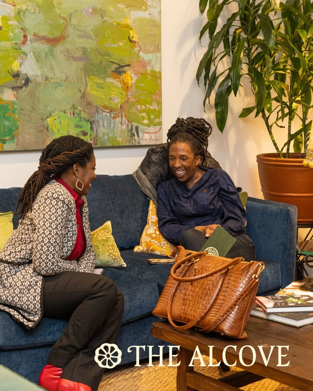 This is what The Alcove feels like. 🌿

Our second-floor members' space is where leaders, artists, activists, lawyers, and changemakers come to settle in, exhale, and connect.

Some come to work. Some come to rest. Most leave with a deeper conversati