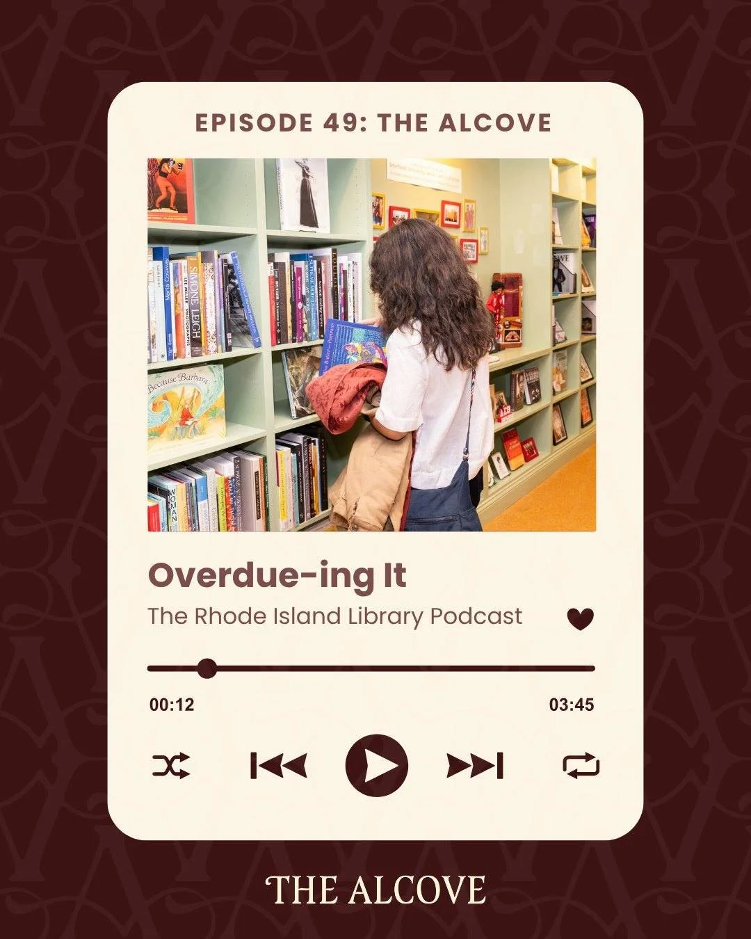We&rsquo;re excited to share a first for The Alcove: our very first podcast feature! 🎙️📚

In Episode 49 of Overdue-ing It: The Rhode Island Library Podcast, our Curator and Program Manager, Khamry Varfley, joined Amanda Strauss, Executive Director,
