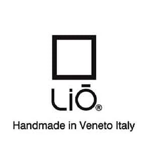 Logo of a handmade Italian brand with a black square and the word 'LIO' underneath, and the text 'Handmade in Veneto Italy' at the bottom.