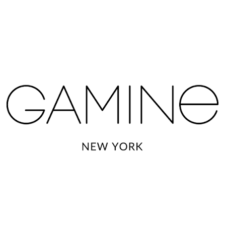 Gamine New York logo with the word 'GAMINE' in large, thin letters and 'NEW YORK' below it in smaller print on a white background.