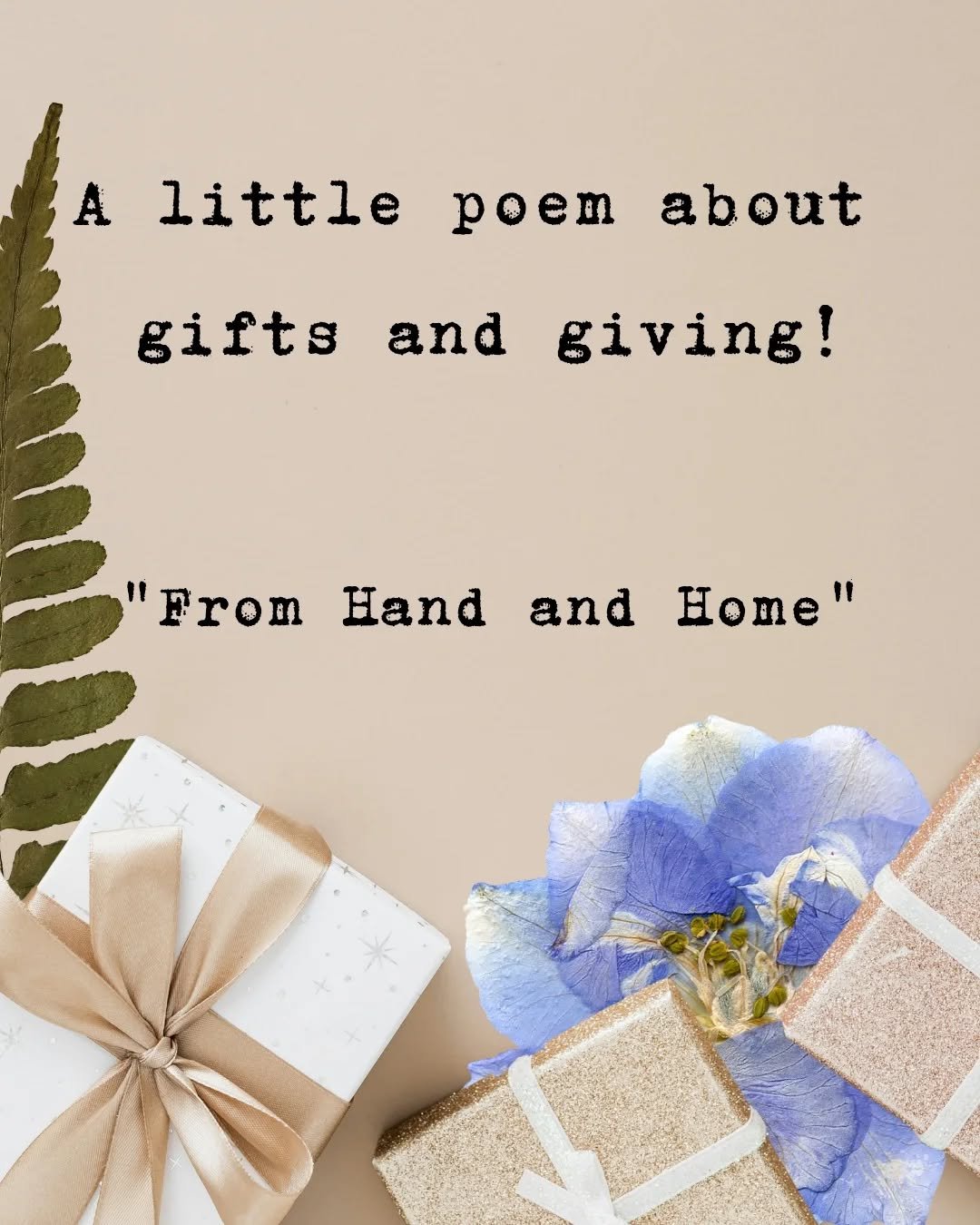 Happy Giving Tuesday! 🤗This day as we break away from the hustle of the most commercial days of the year, I wanted to share this short poem.📖 It's a gentle reminder that the connections that come with gift giving and receiving are what's really imp