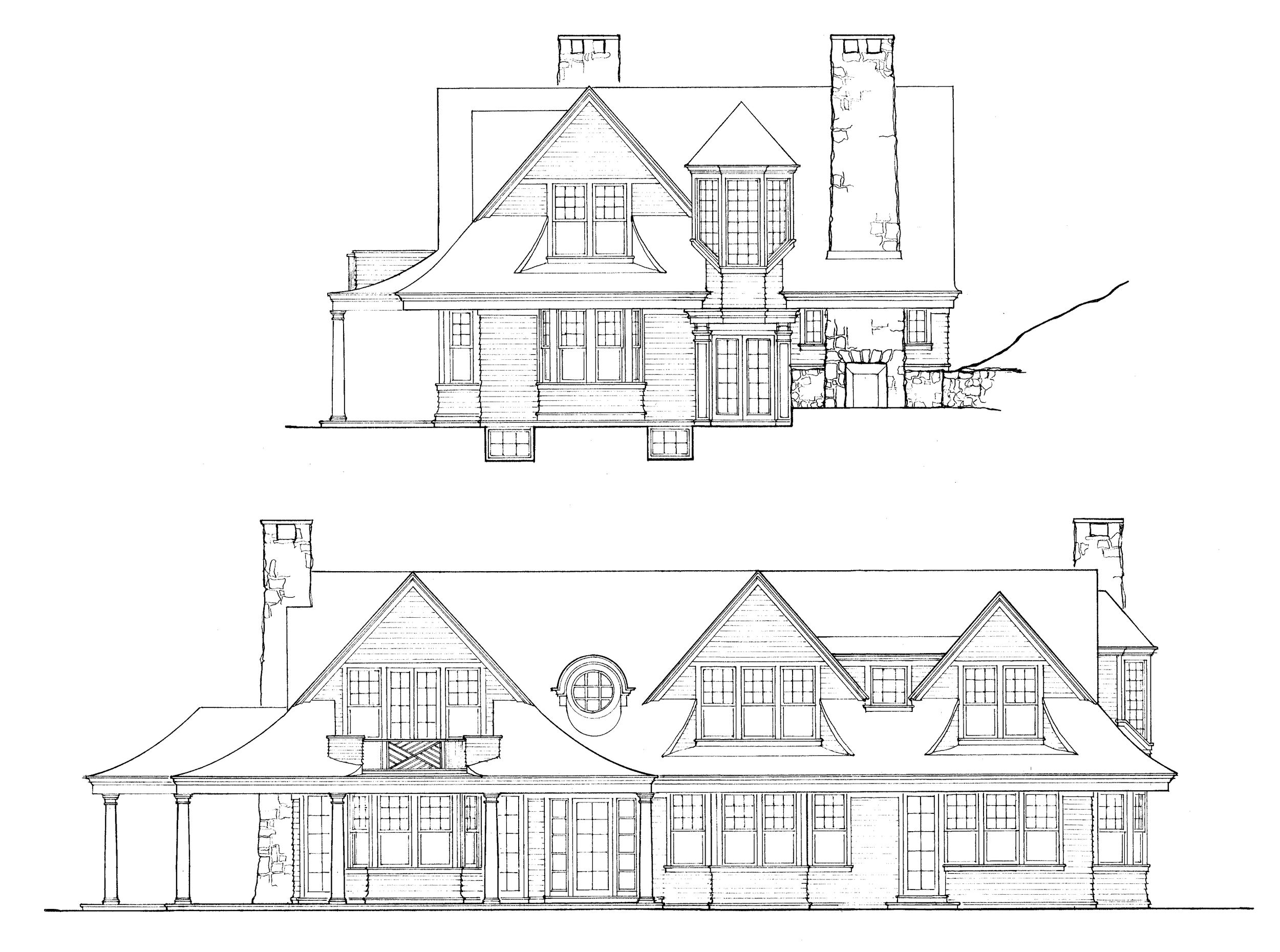 Coastal Shingle Style House with Stone Foundation drawn, and completed by Tom Felton Architect