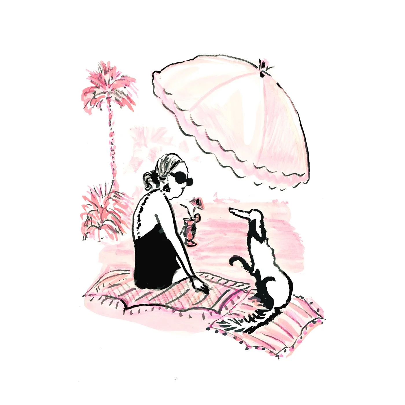 ig pink beach lady dog.jpg