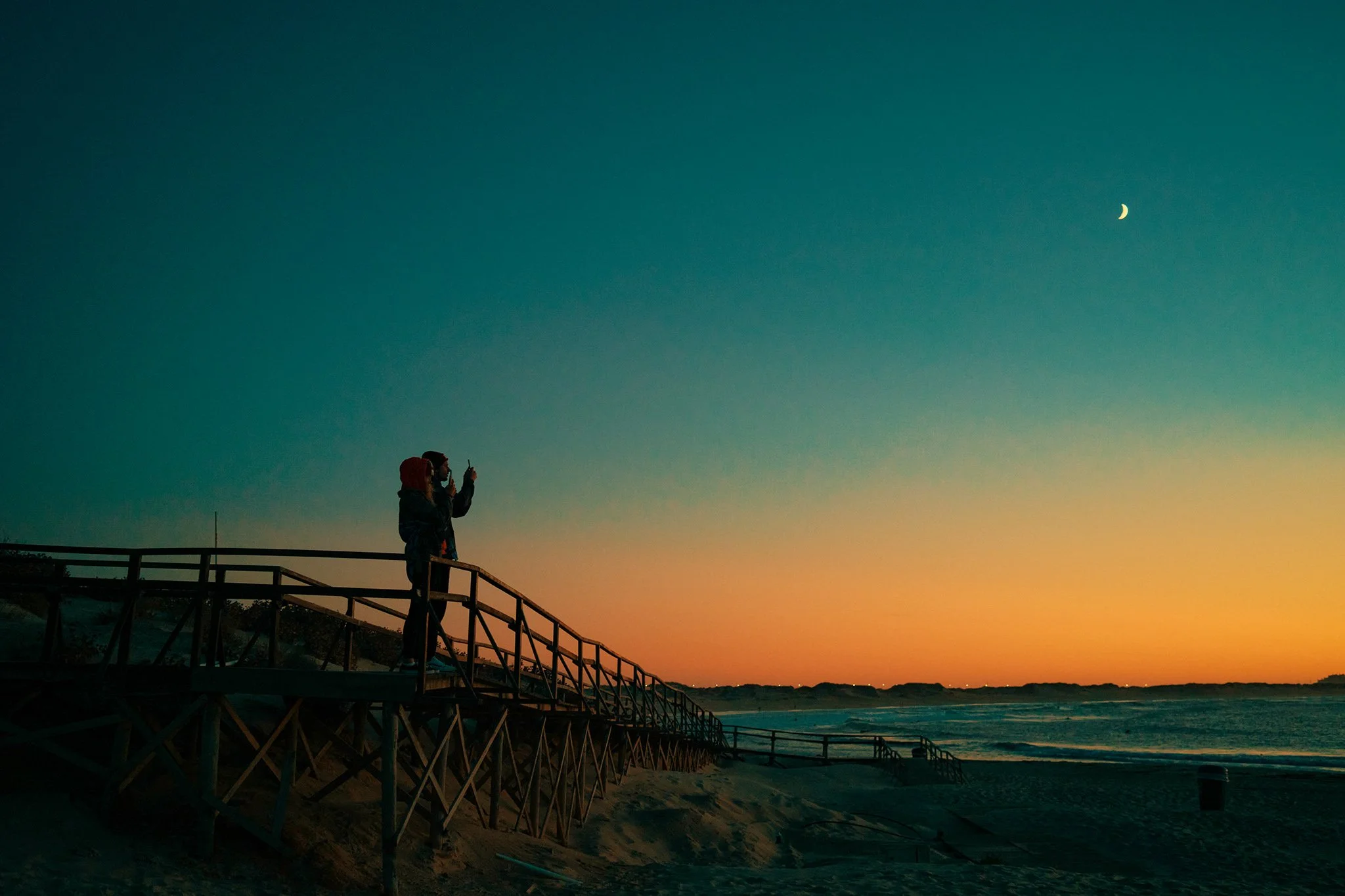 Crescent Moon Over Peniche