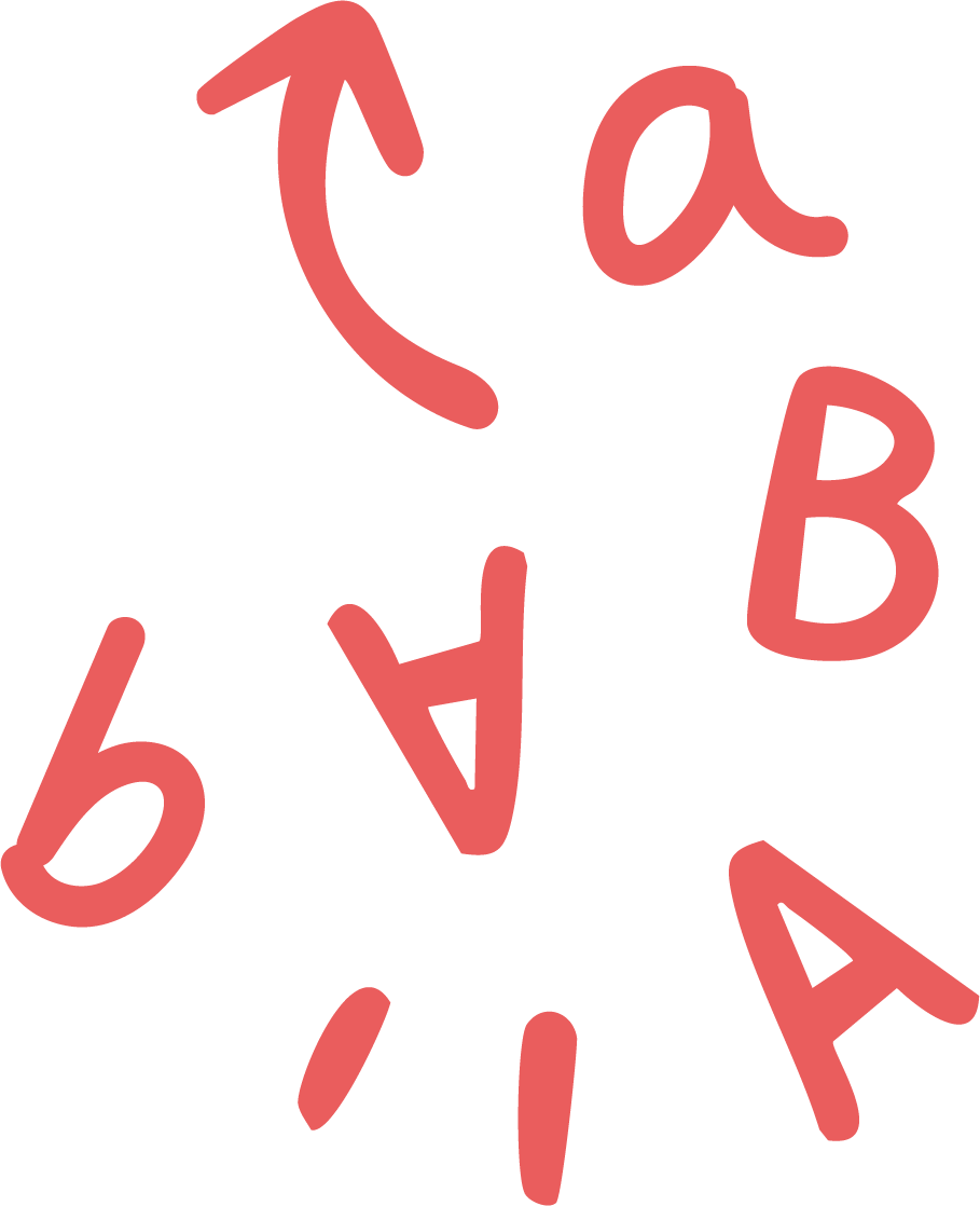 Des chiffres et lettres rouges disposés en cercle dans le sens des aiguilles d'une montre.