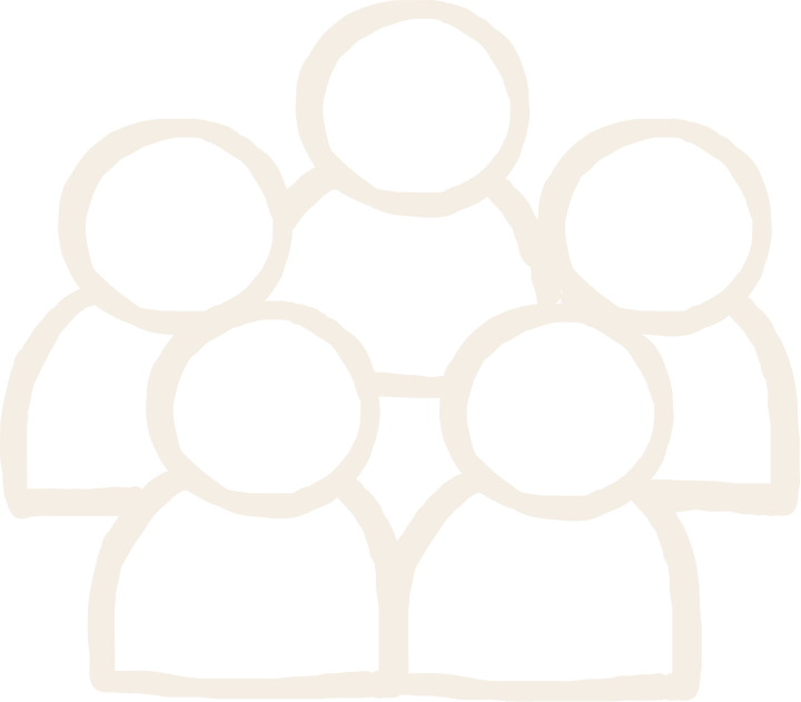 Outline icon of a group of six people connected with lines.