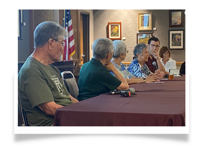 Survivors and descendants share their experiences of incarceration during a panel conversation at the Tulare Historical Museum hosted by the Tulare Assembly Center Memorial Committee. June 23, 2022