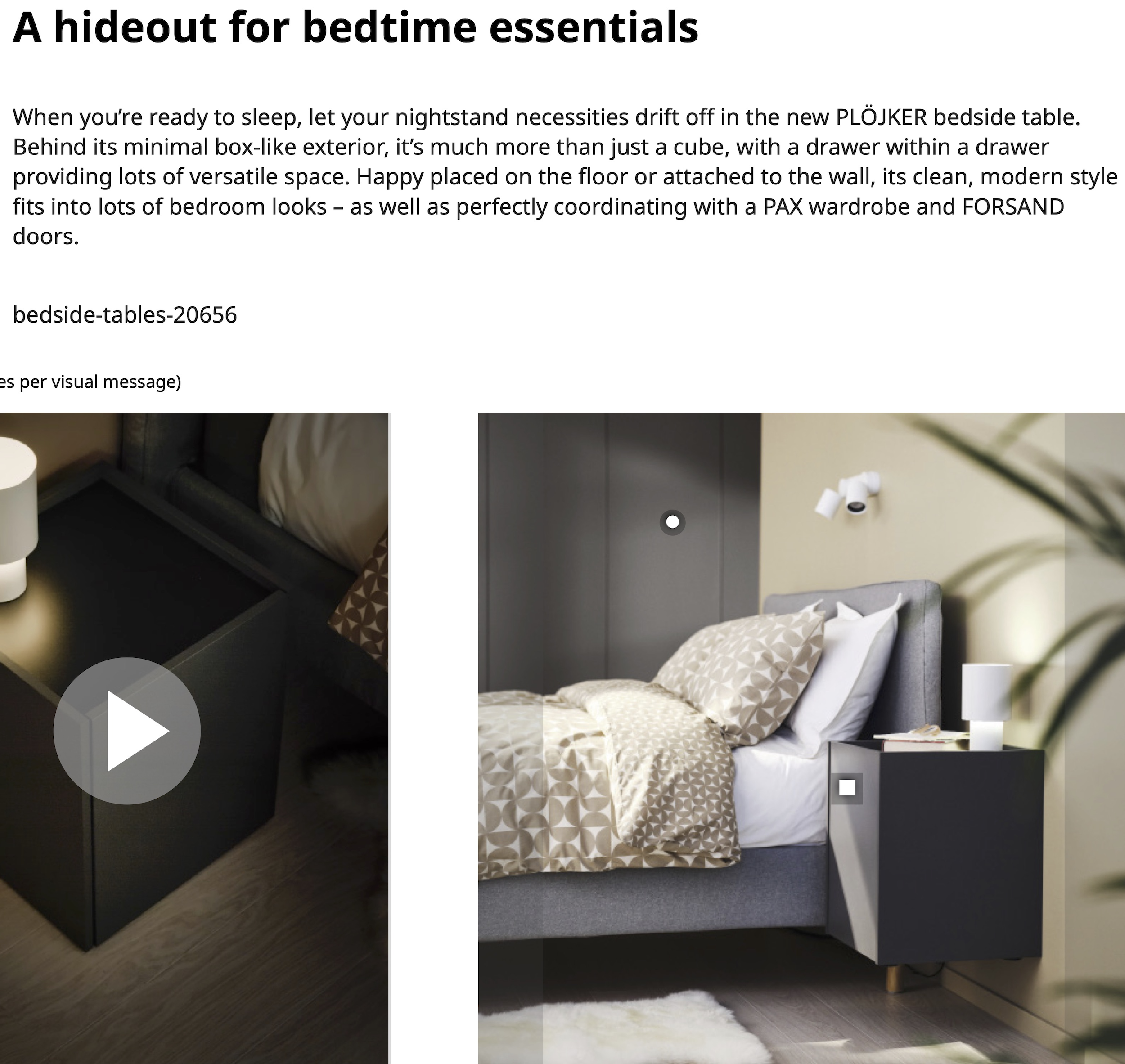 PLÖJKER bedside table with copy