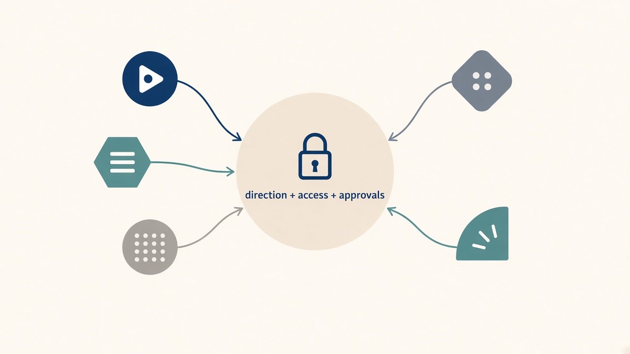 Different logos. Same operating pattern: direction plus access plus approvals.