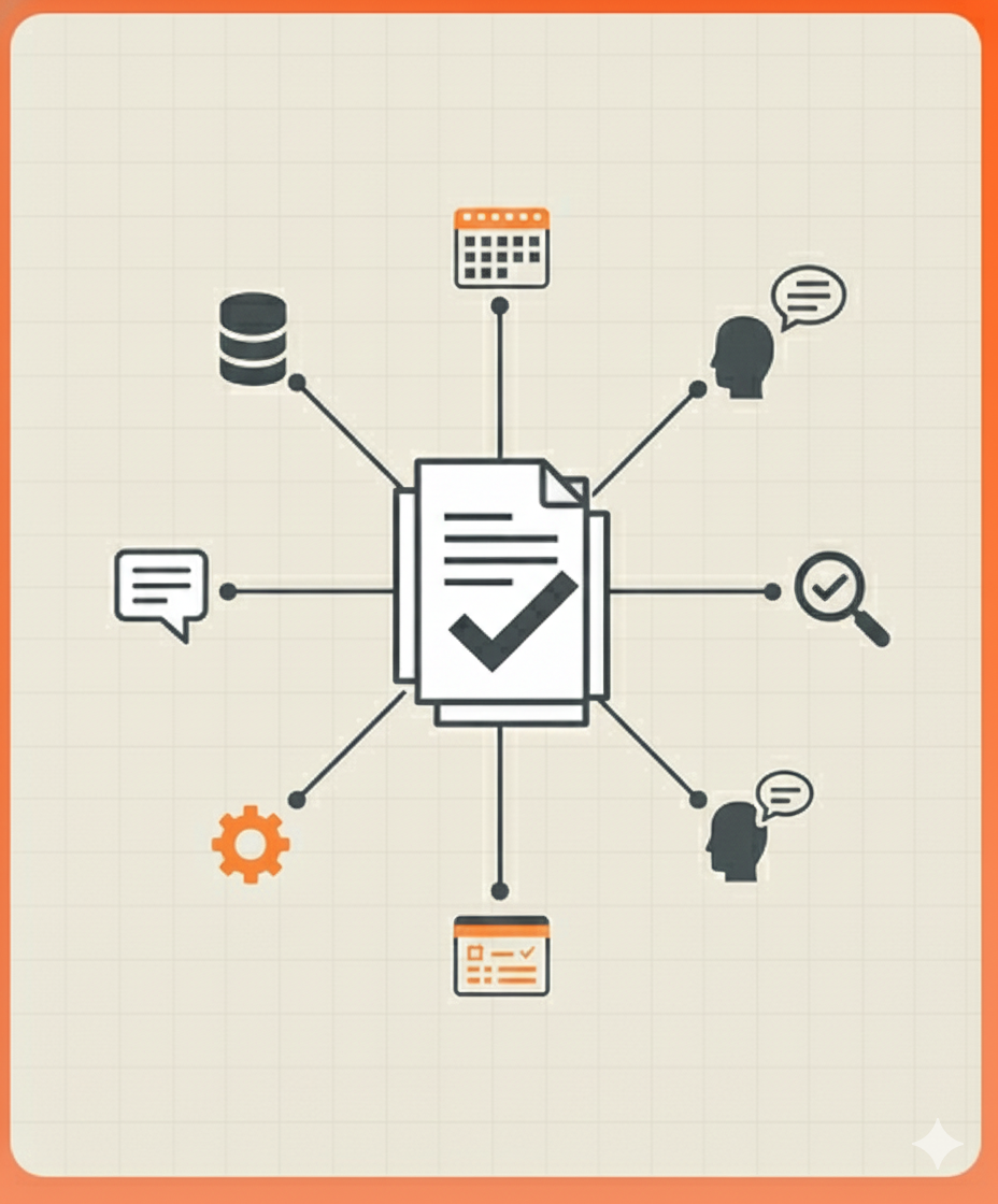 Illustration representing document-driven automation and workflow management