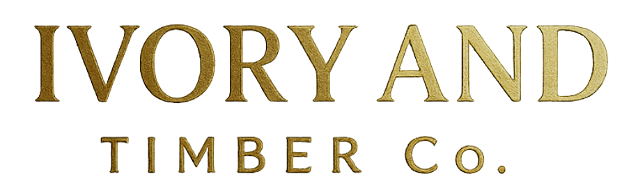 Gold 3D text displaying the words 'IVORY AND TIMBER CO.'