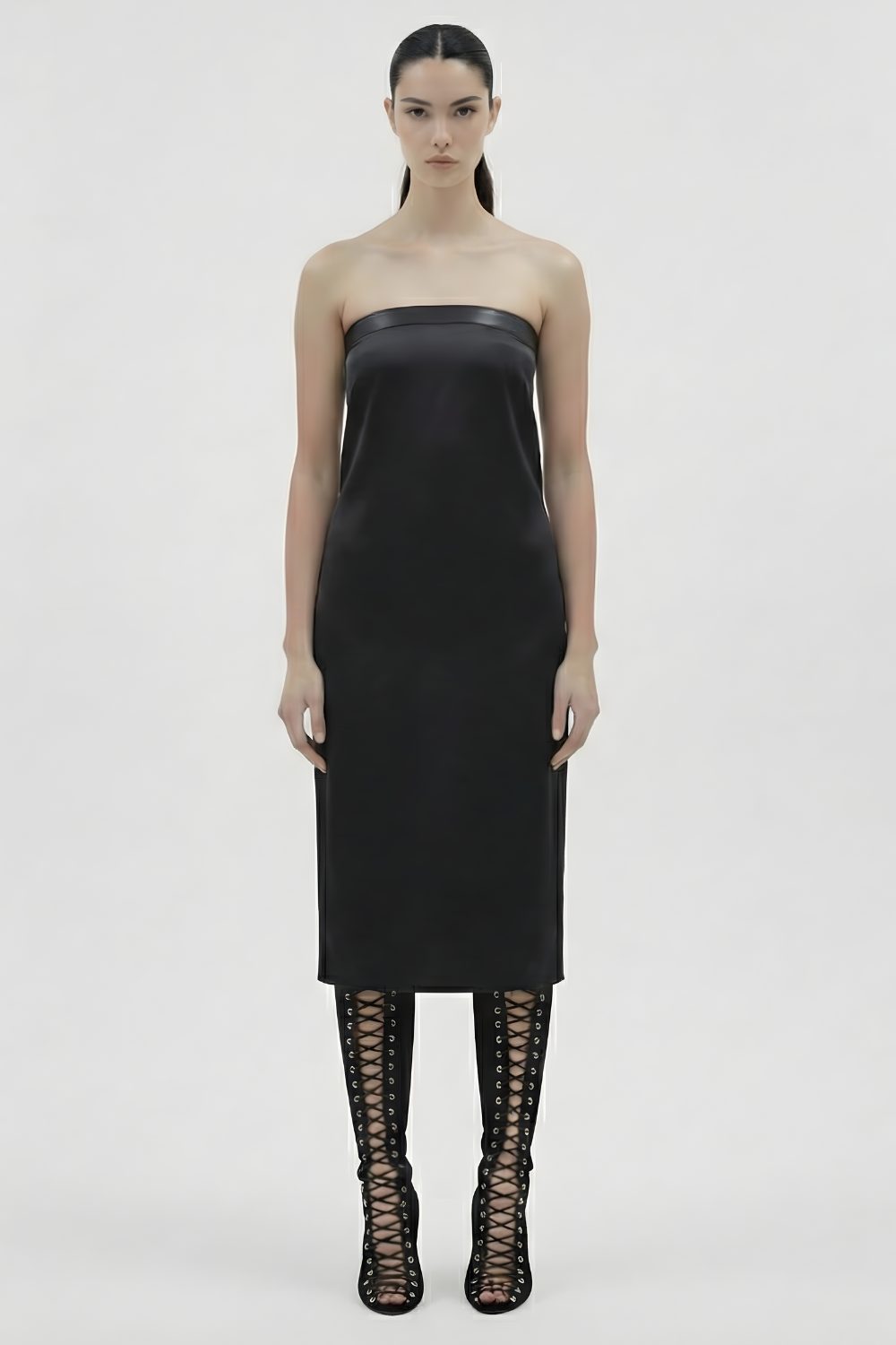 Strapless Leather Dress All Black