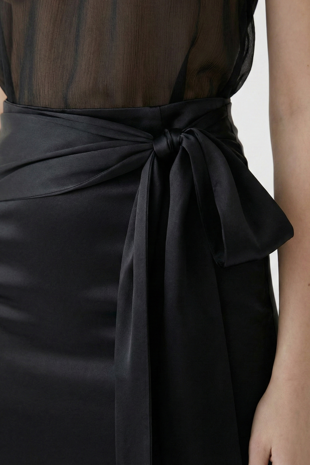 ADRIANNE WEBER Two piece ensemble, a delicate sheer silk-georgette halter-top with a statuesque high-waisted maxi skirt