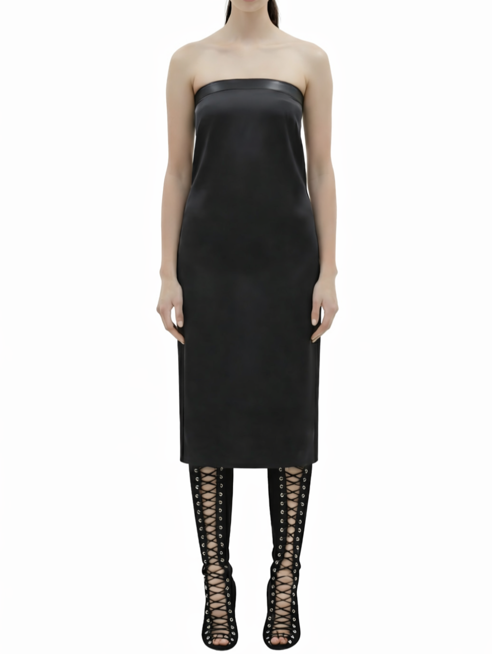 Strapless Leather Dress All Black