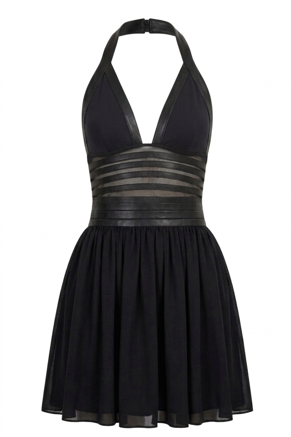 Leather-Banded Mini Dress