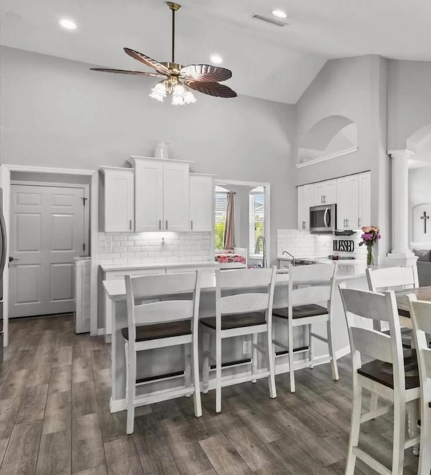 A complete cabinet redesign and  home remodel following hurricane Ian. This Rotonda home got exactly the upgrade it needed! Kitchen, bathrooms, laundry room and Entertainment center complete!