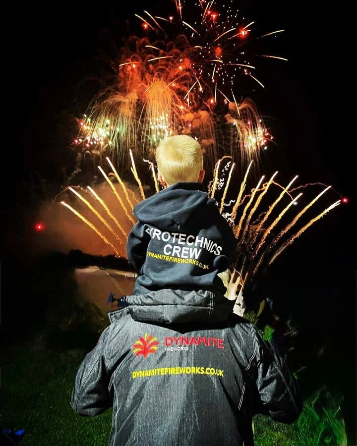 Dynamite fireworks staff on site during firework display