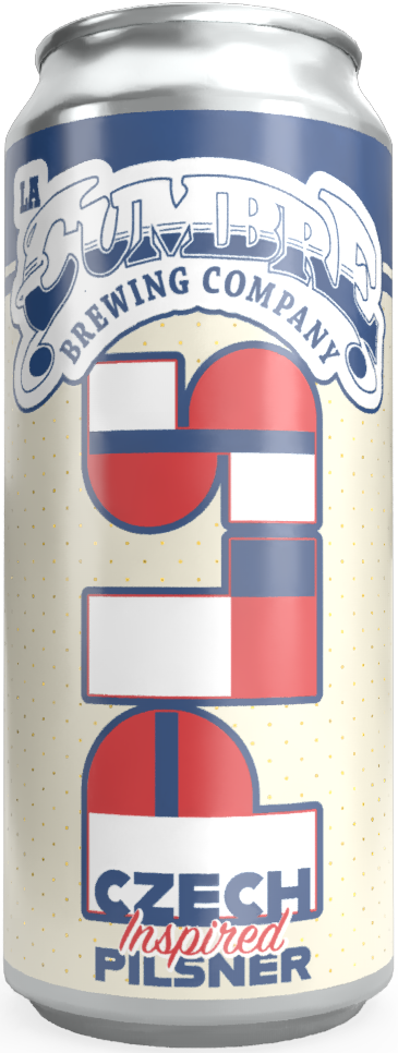 A can of Czech-inspired pilsner beer from La Cumbre Brewing Company, featuring red, white, and blue colors with the text "Czech Inspired Pilsner."