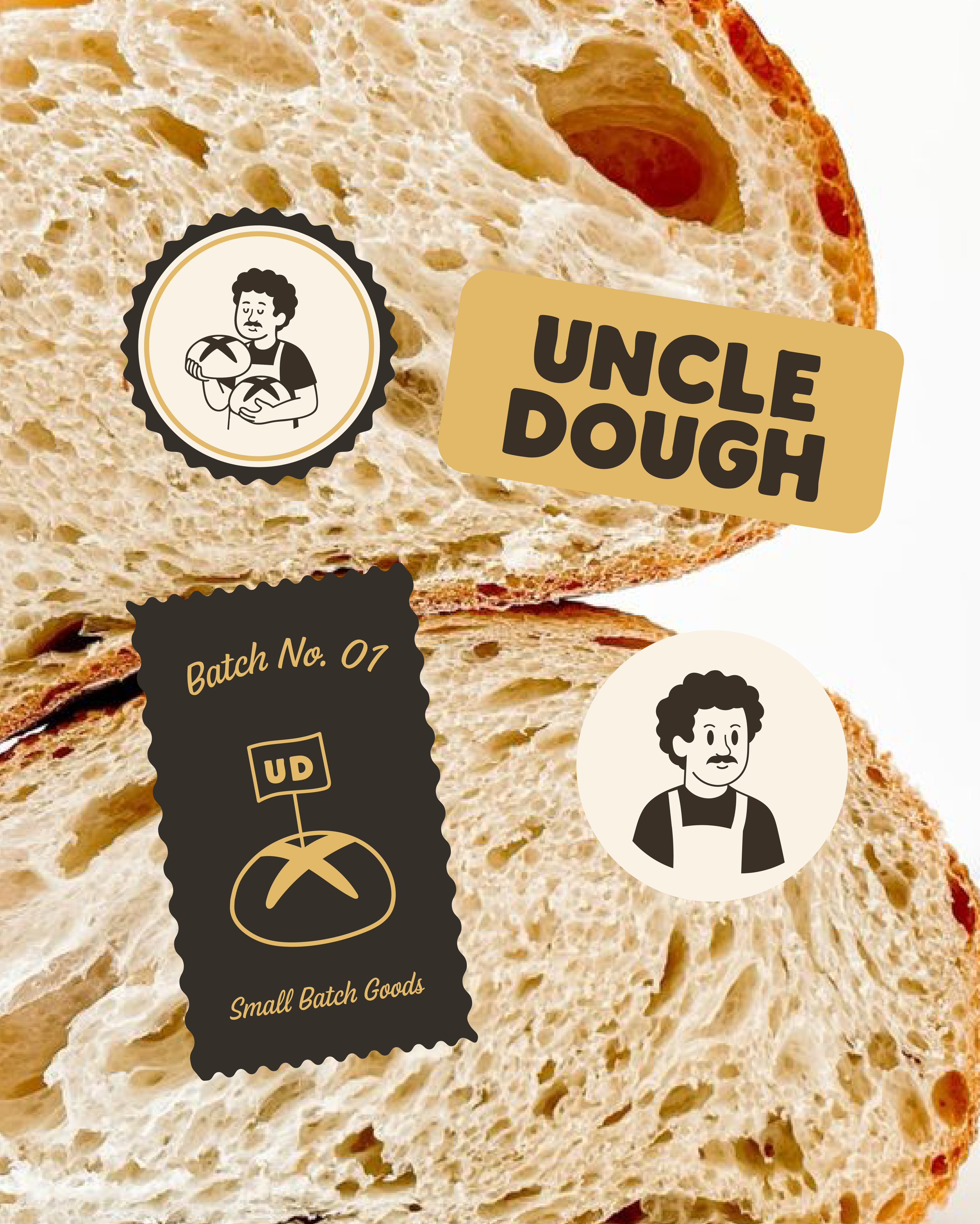 Fun brand illustration and badges, plus stickers