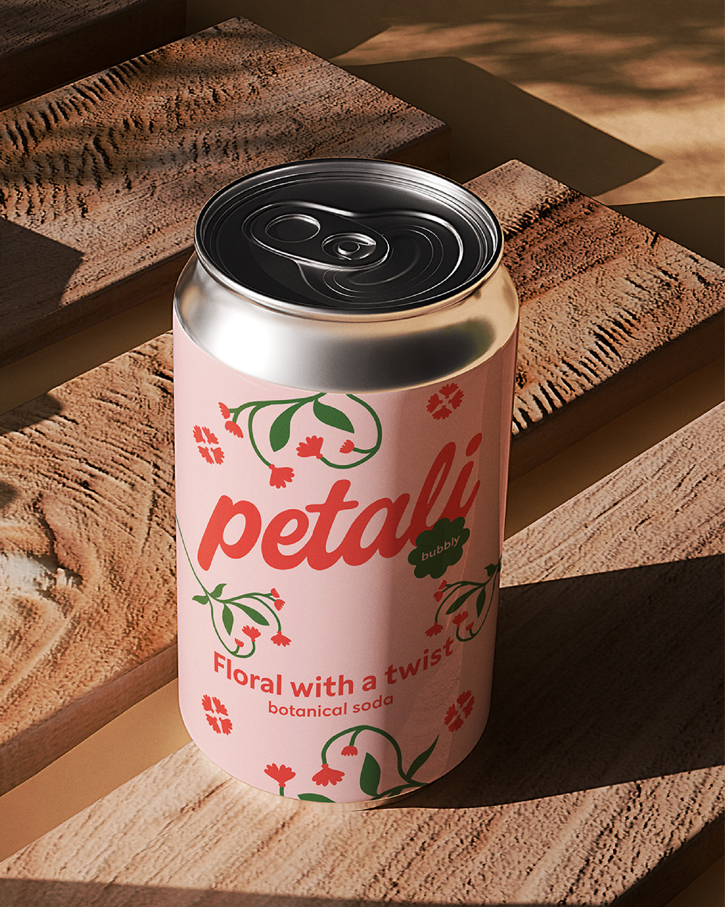 Can design on a wooden table