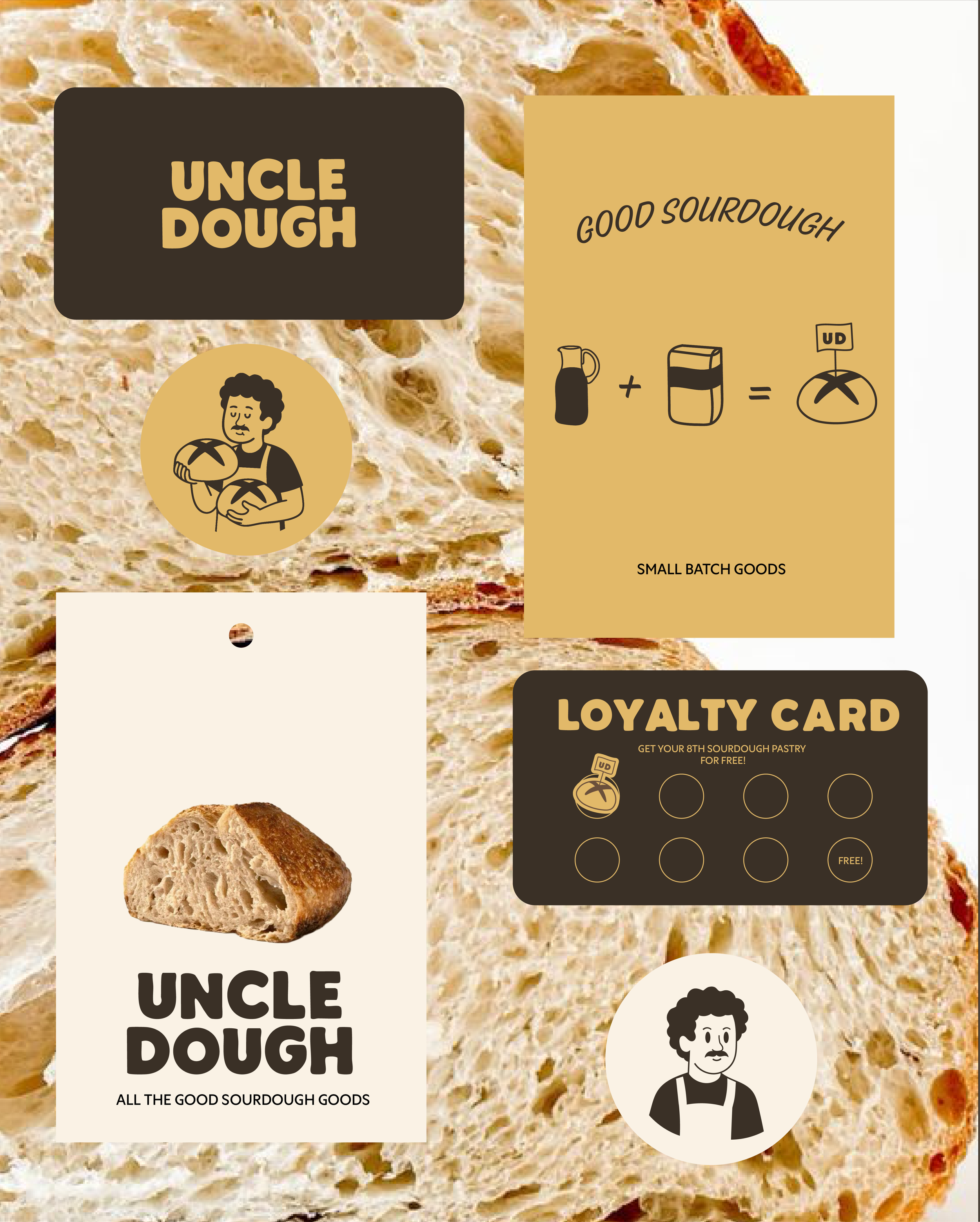 Collection brand items, tags, Loyalty card, poster and stickers