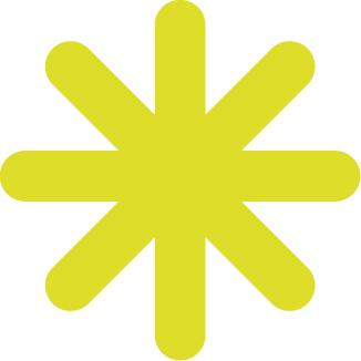 Yellow stylized asterisk or starburst symbol on a black background.