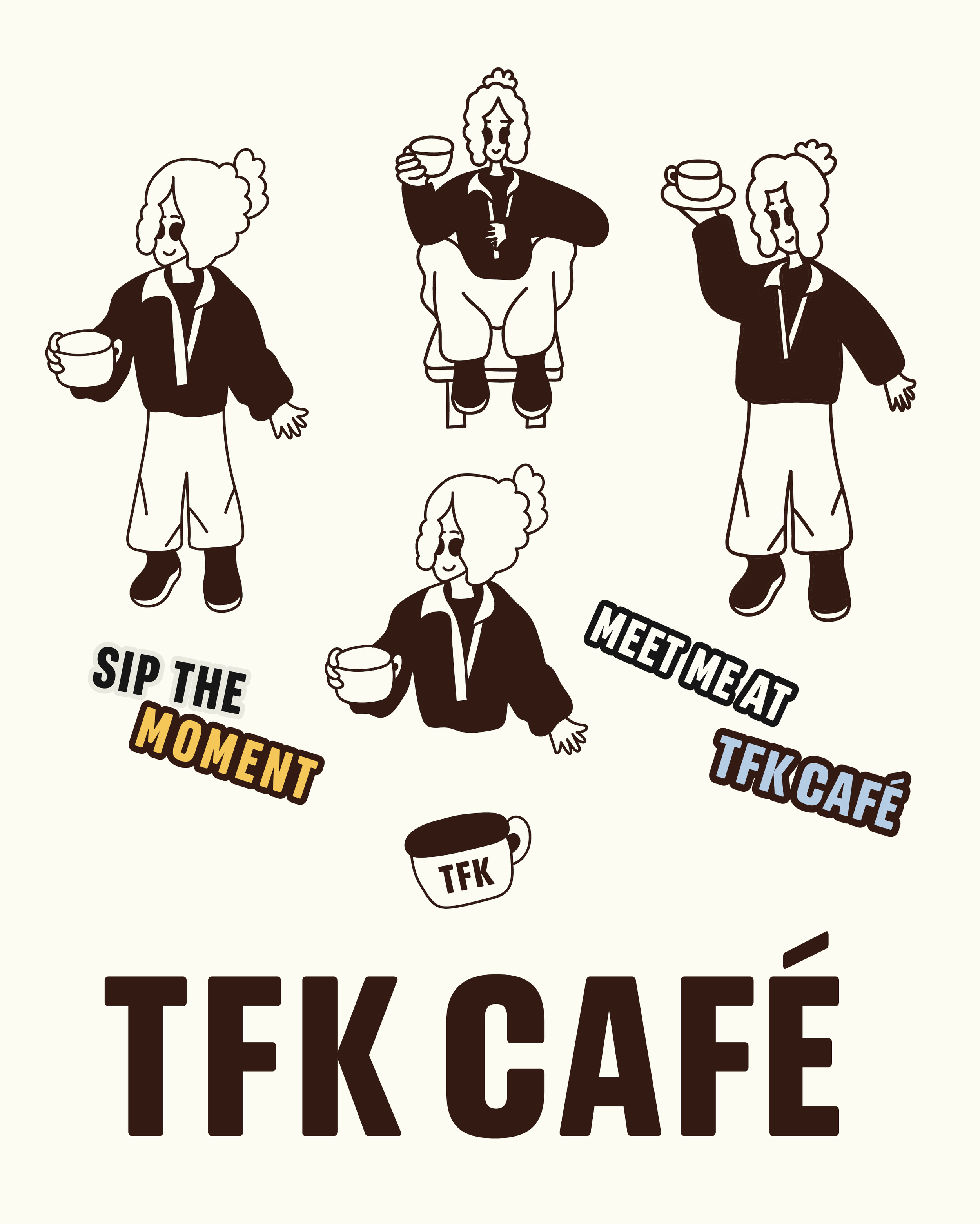 All the characters illustrations for the brand with the logo