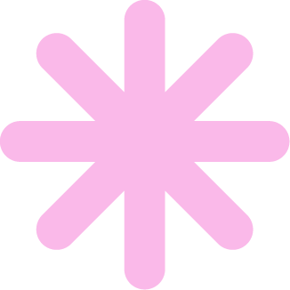 Pink asterisk-shaped graphic on a black background.