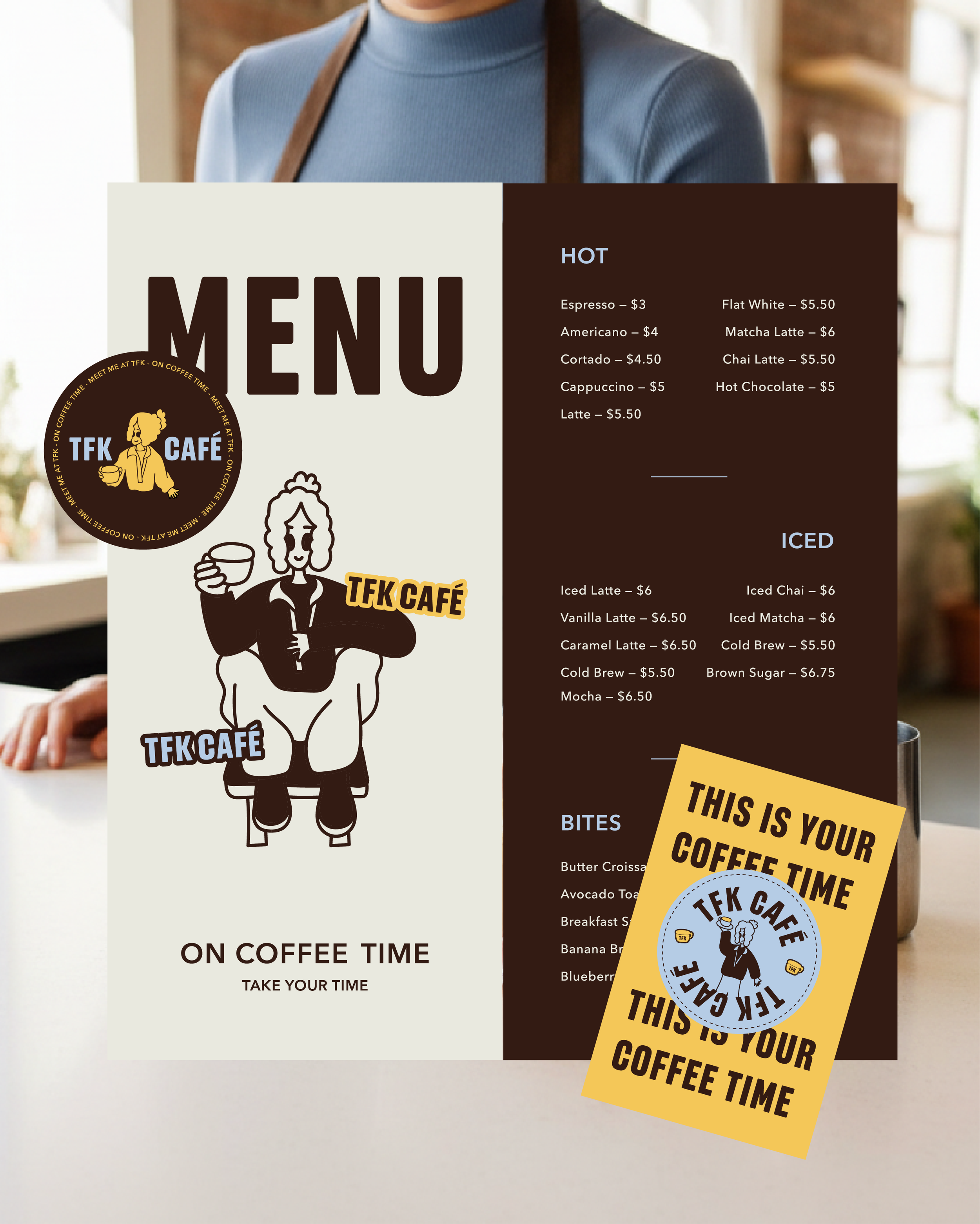 Menu with sticker