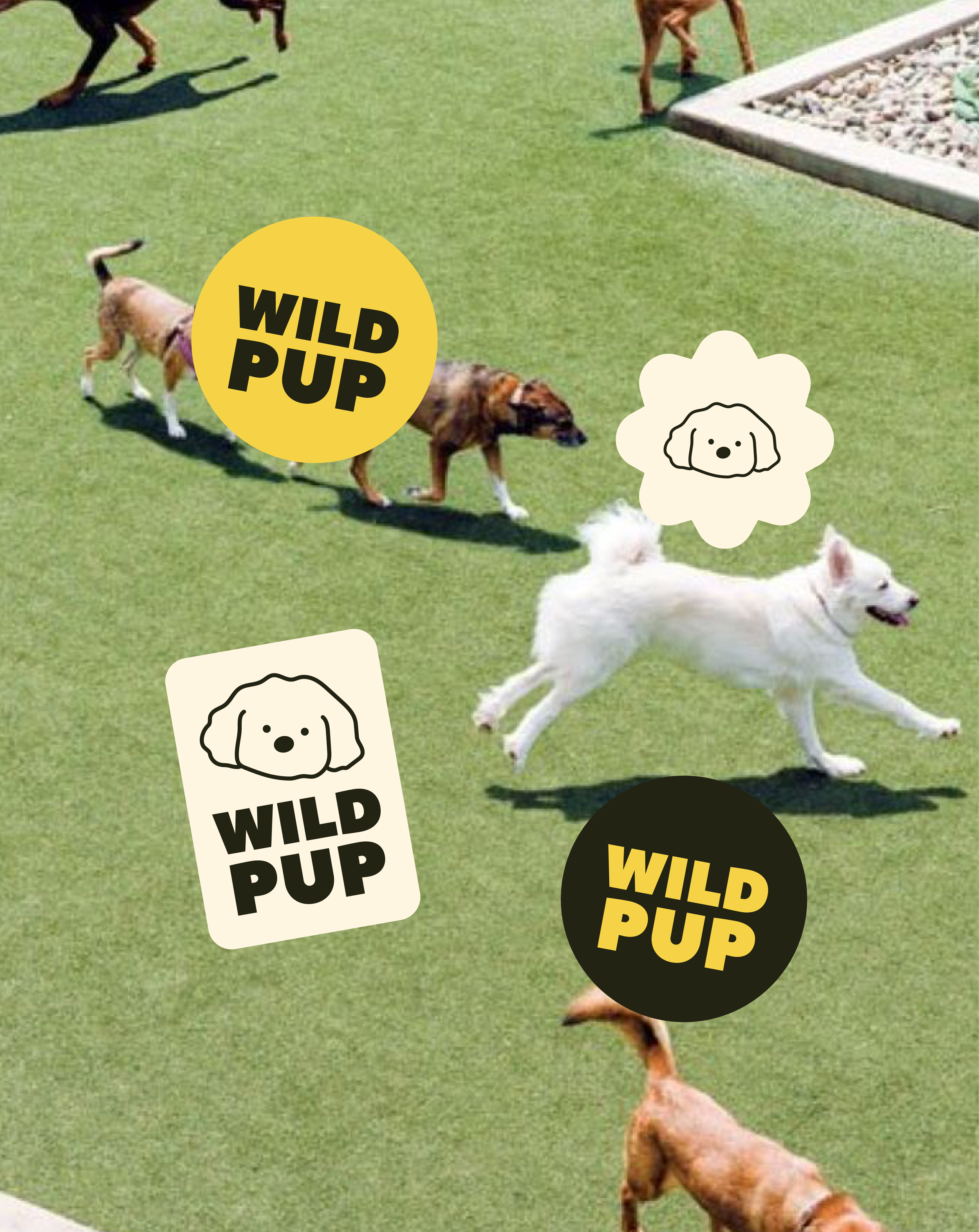 Fun brand stickers with logo and illustration