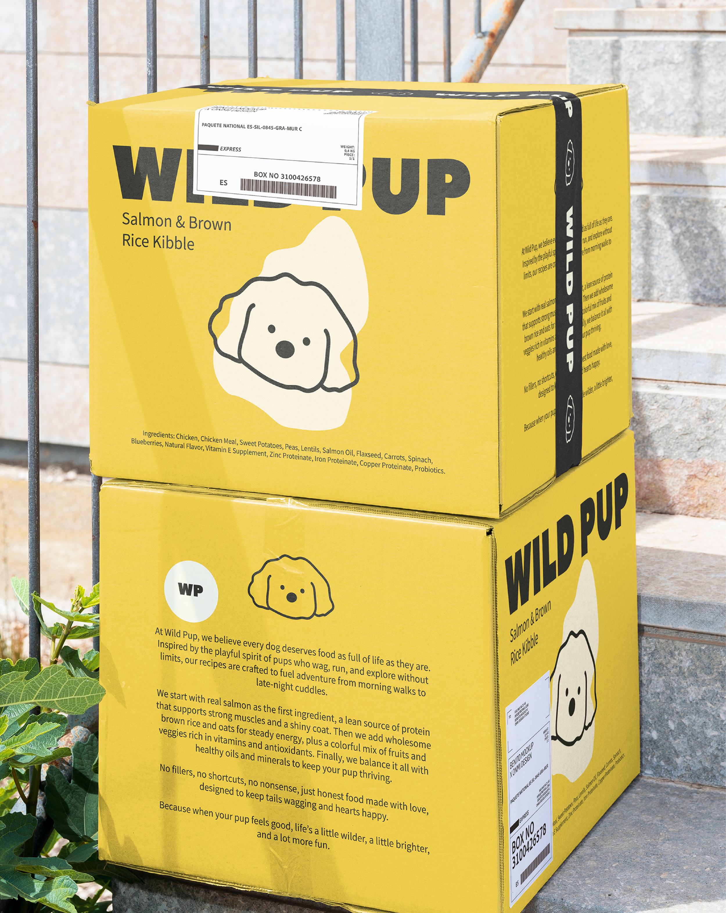 Two branded boxes on top of each other