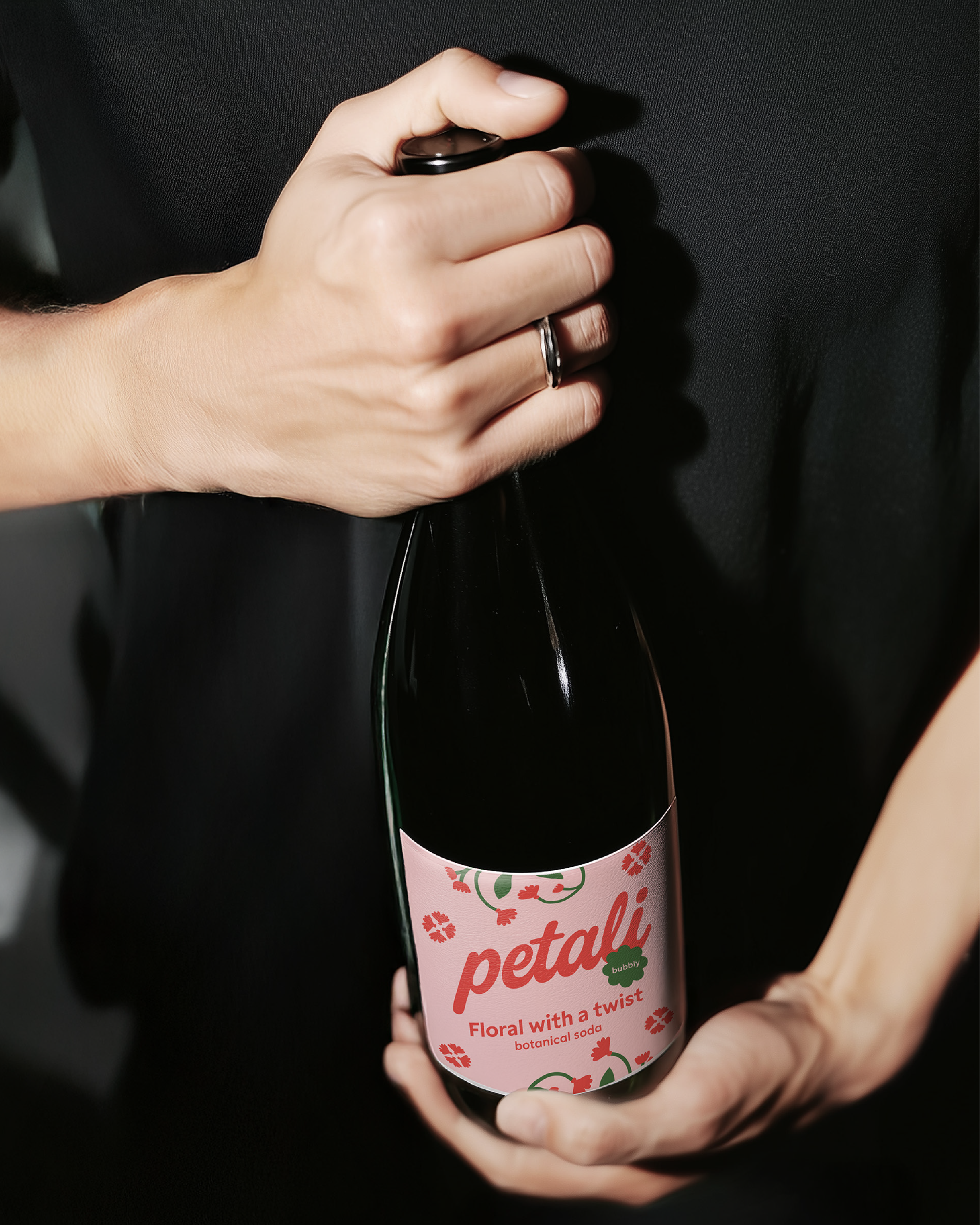 Bottle with petali soda brand label