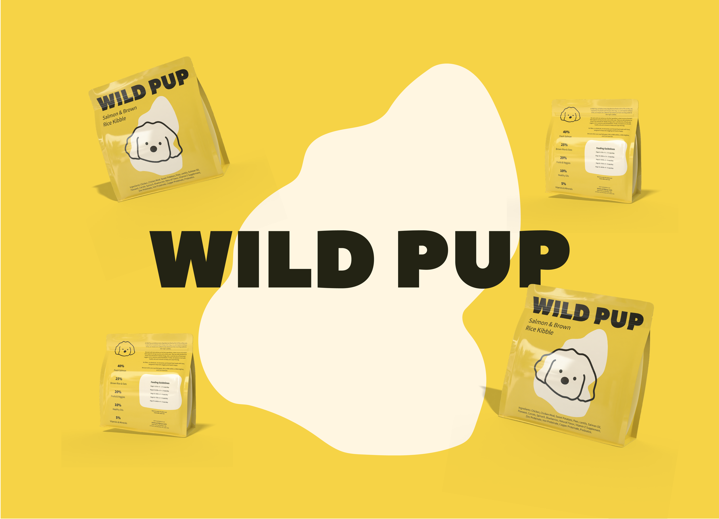 Wildpup logo, with packaging around it