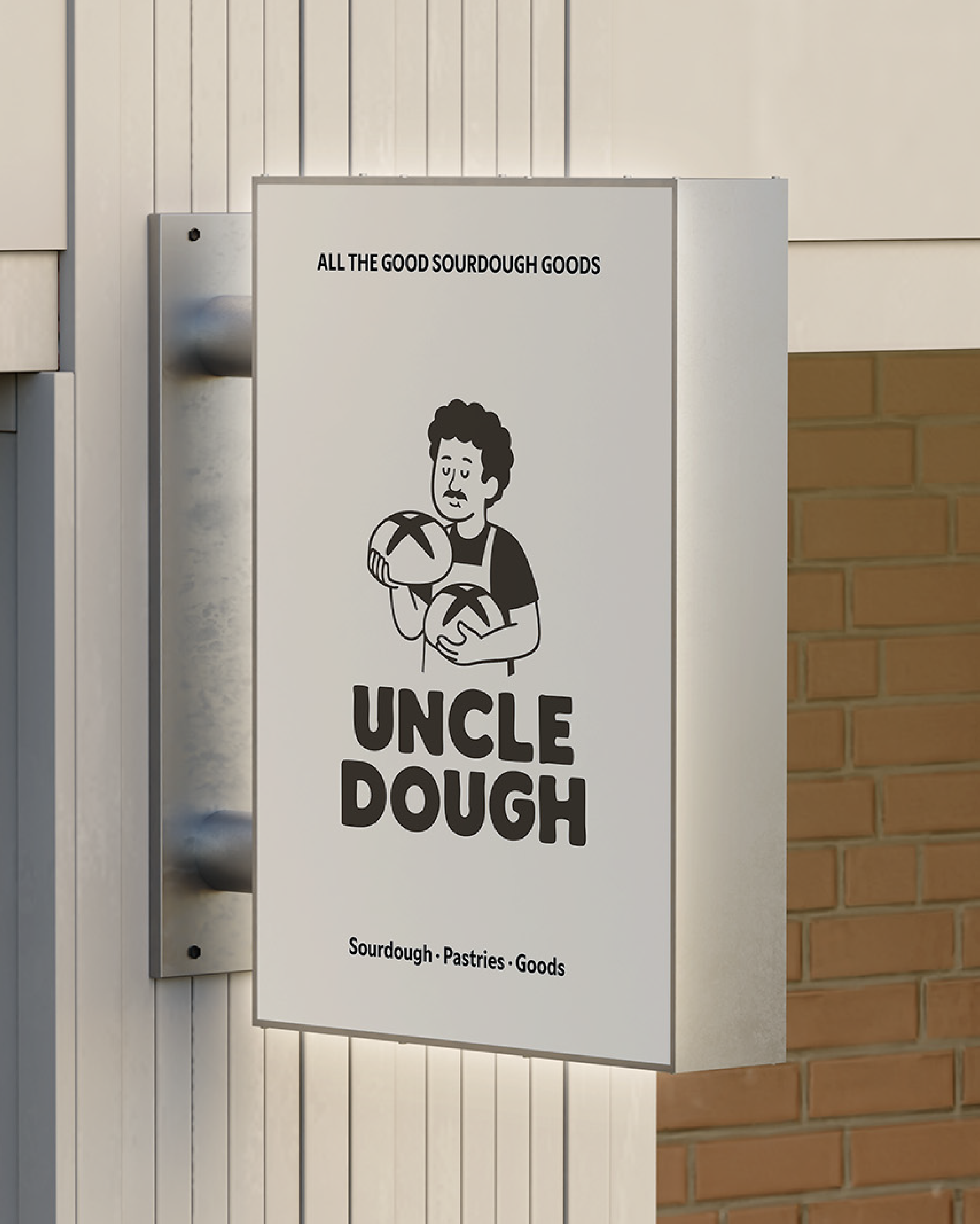 Outdoor sign with logo and slogan