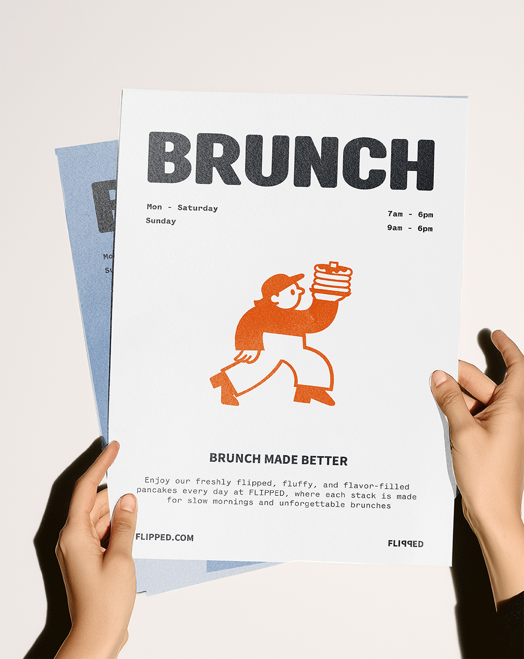 Brunch poster with hands holder the poster
