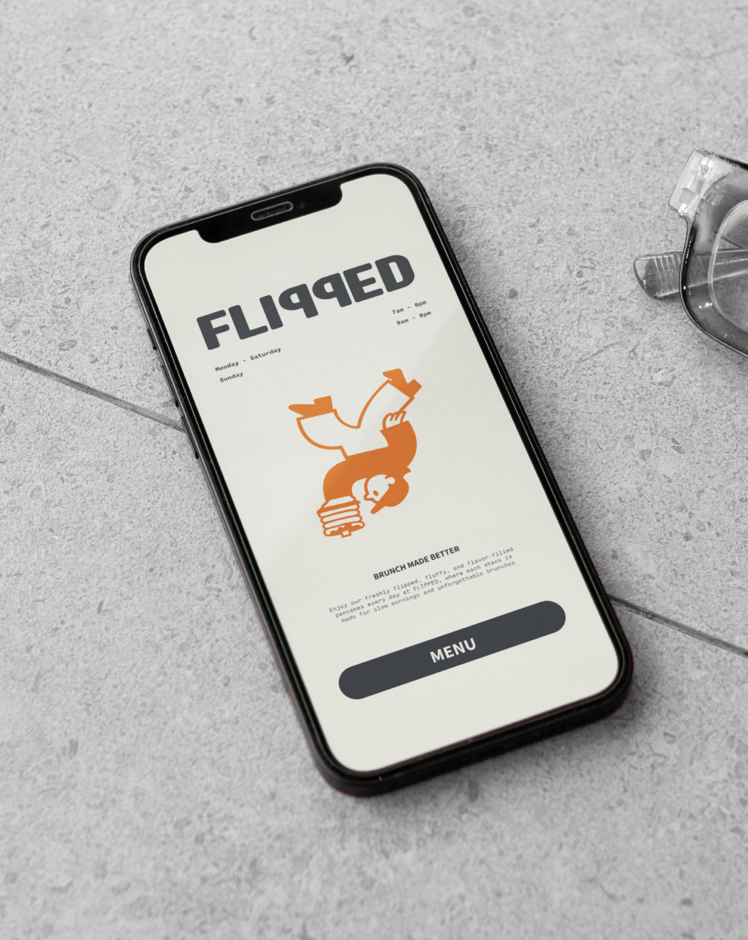 A phone mockup with the logo and mascot