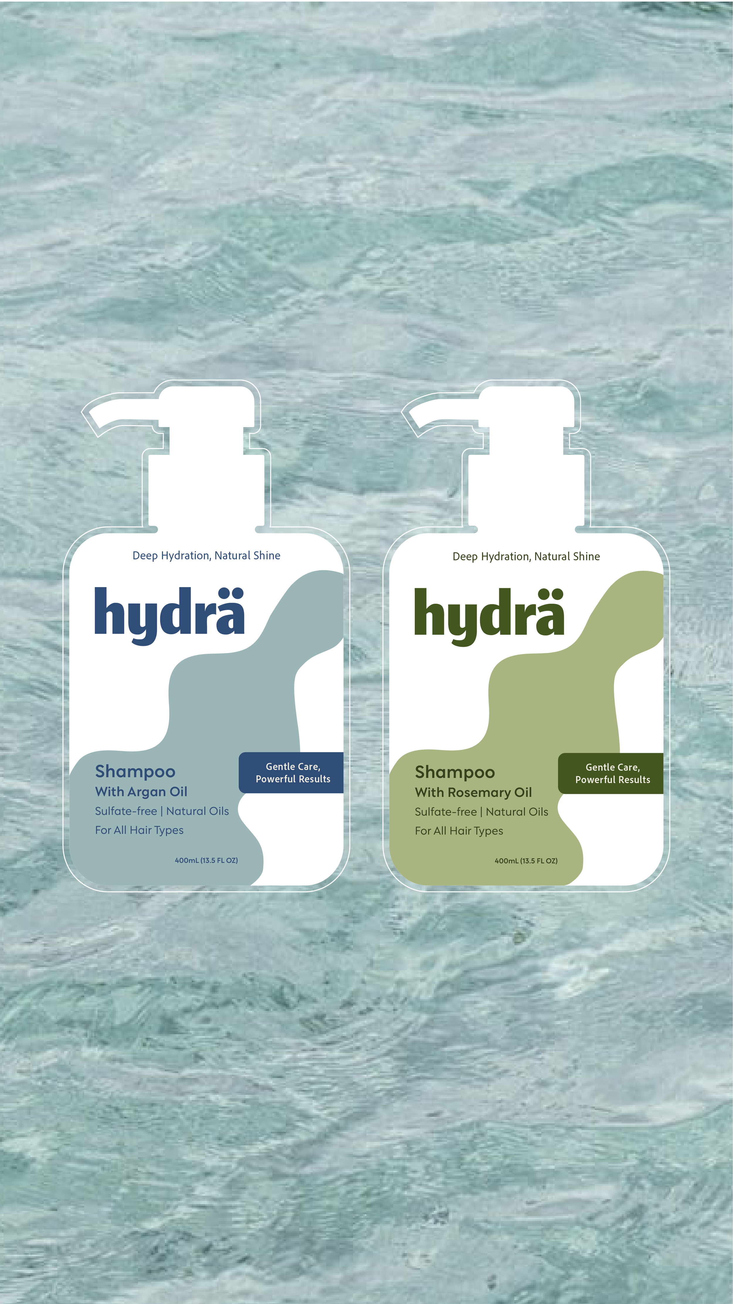 Blue and green shampoo bottle