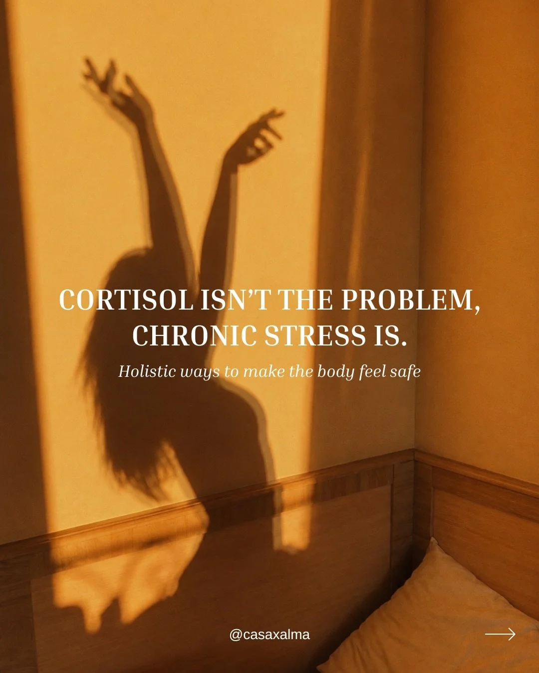 Stress is a part of life. Staying stuck in it doesn&rsquo;t have to be.

Cortisol is meant to protect you but your body also needs moments of safety, nourishment, movement, connection + rest.

You don&rsquo;t need to eliminate stress. You need to sup