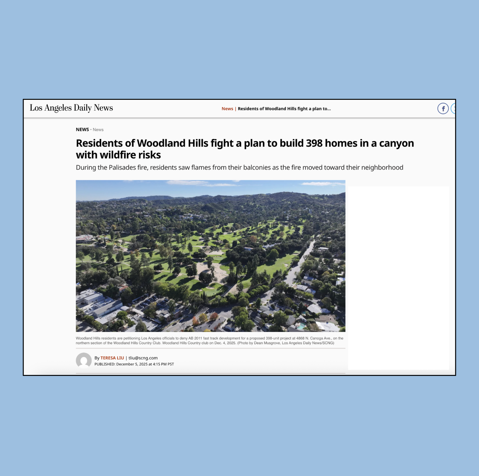 LA Daily News Article Highlights Community’s Concerns