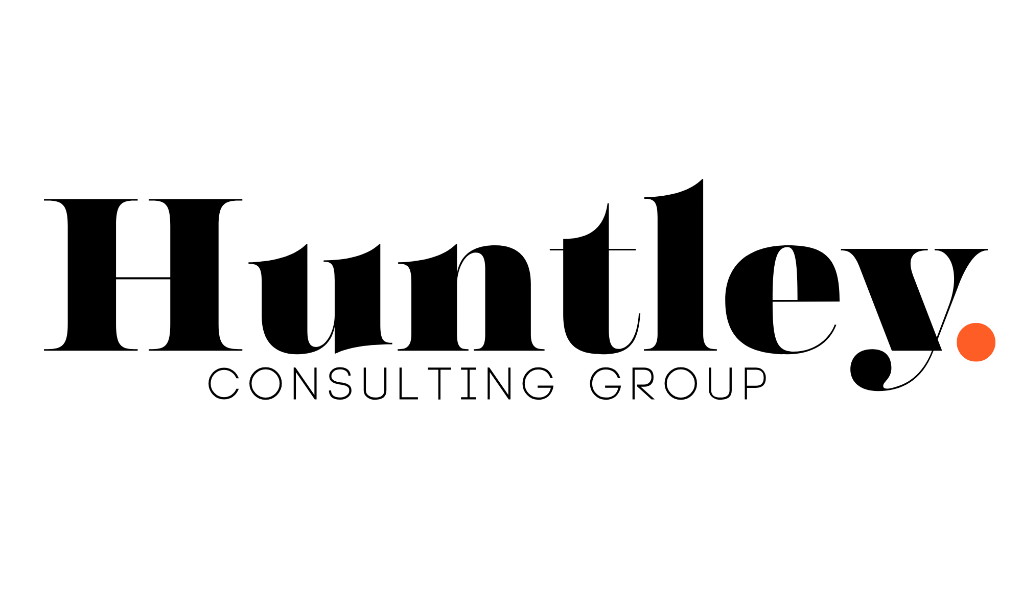 Logo of Huntley Consulting Group featuring Hunltey in San Serif Font, with a bi-line reading Consulting Group.