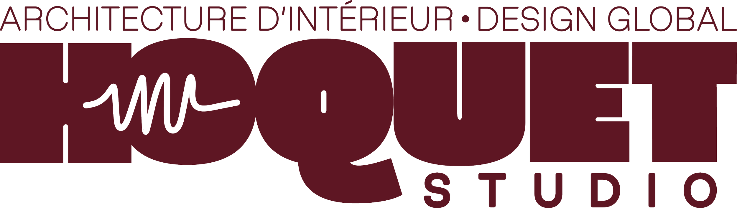 Logo du studio de design d'intérieur appelé 'MOA' avec le texte en français et en anglais 'Architecture d'intérieur - Design Global'.
