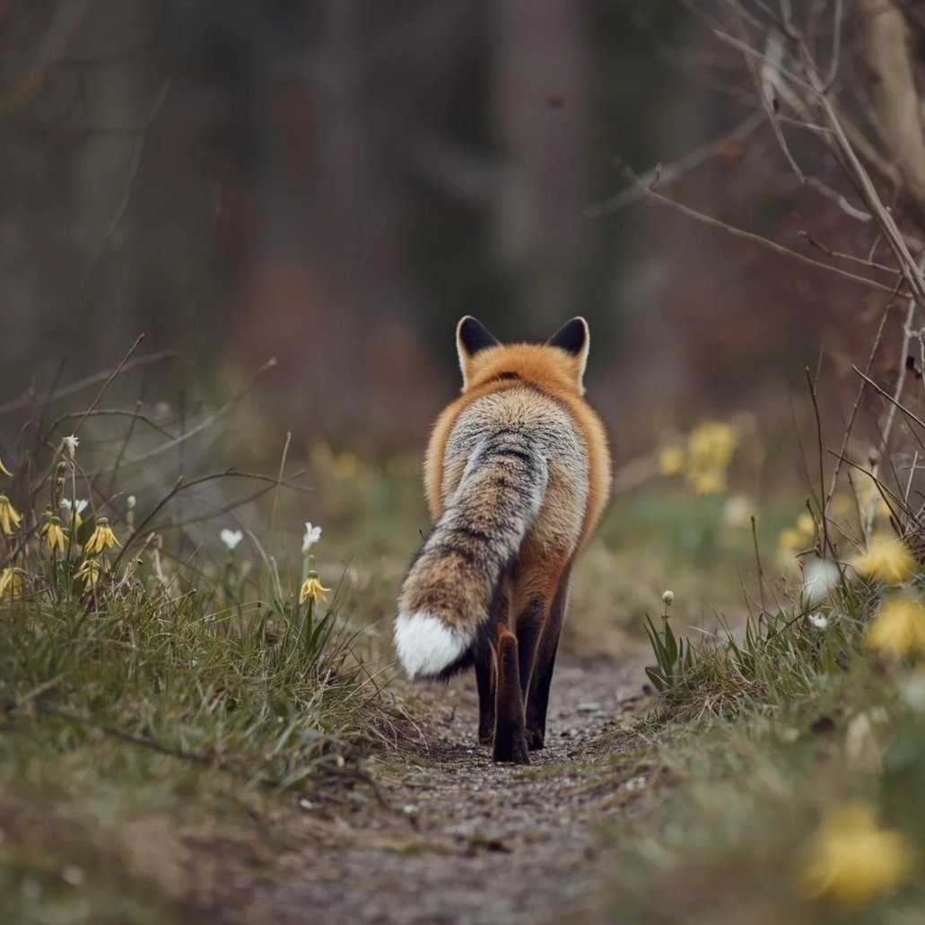 Image of a fox walking on a forest path that links to a women's circle event on the wild woman