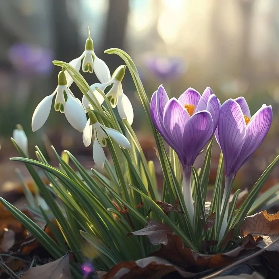 Image of winter flowers that links to an Imbolc Women's Circle to reflect on the coming of the light and end to the darkest half of winter