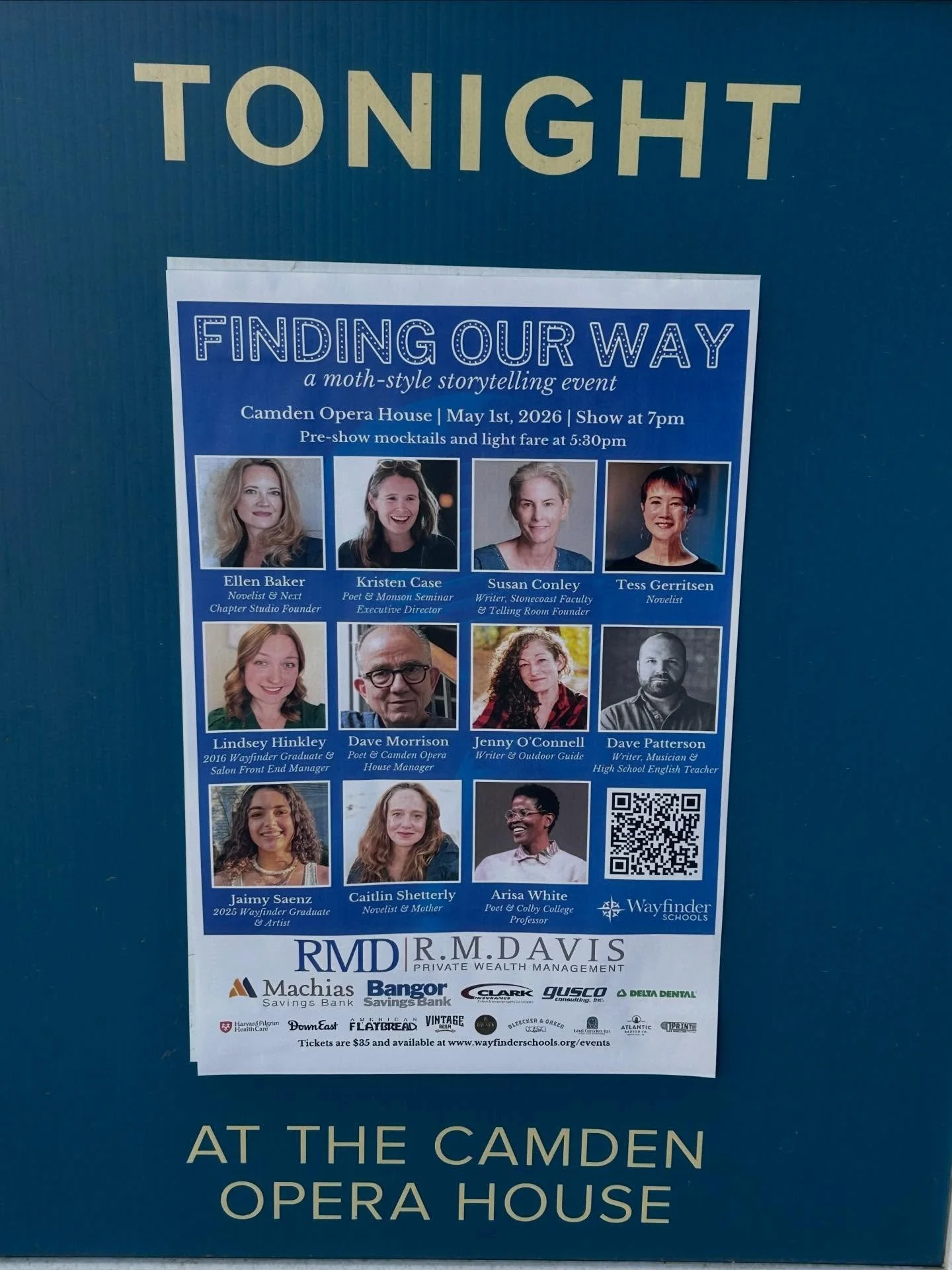 What a fantastic event to benefit @wayfinder_schools at the Camden Opera House the other night! Such an honor and privilege to meet and share the stage with @tess.gerritsen and @caitlinshetterly and all the other inspiring storytellers. I told about 