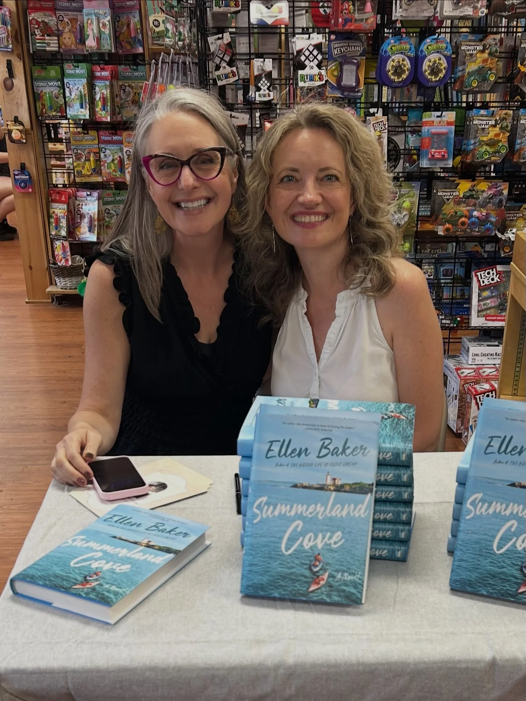 What a fantastic surprise when @megalaraz and her wonderful husband Rob came from Michigan to surprise me at my book signing @shermansbooks in Damariscotta, Maine!!!! 🤩 Lara was my first writing buddy/editor after we met at the Bear River Writers Co