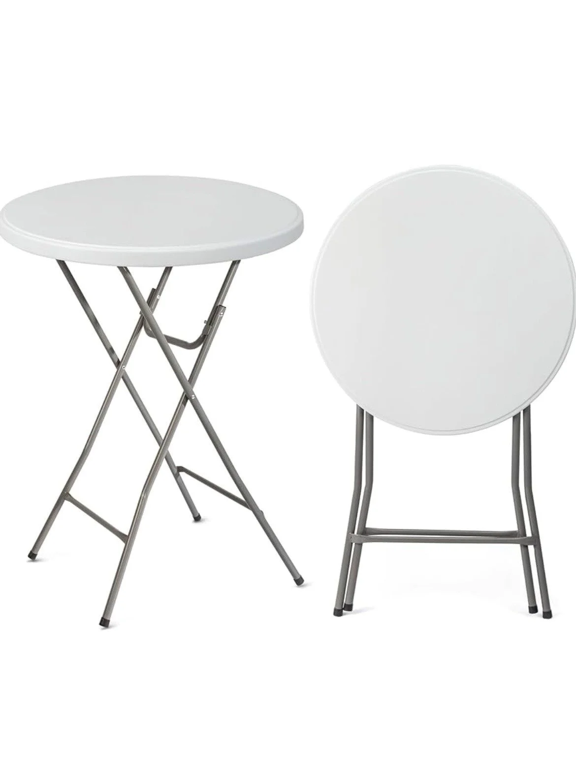 32" Round Bar-Height White Folding Tables