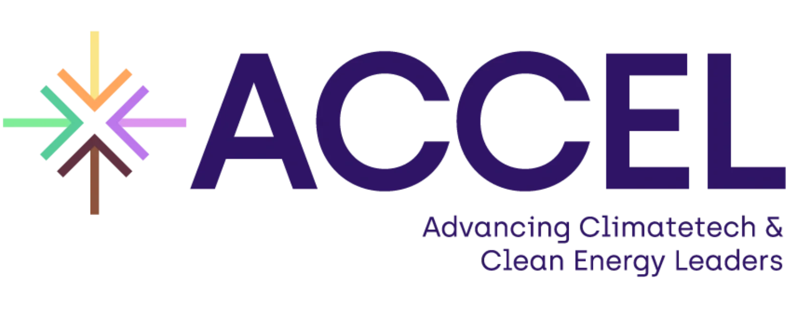 The logo for ACCEL, featuring multicolored arrows pointing towards the center, with the text 'ACCEL' and the tagline 'Advancing Climatetech & Clean Energy Leaders' underneath.