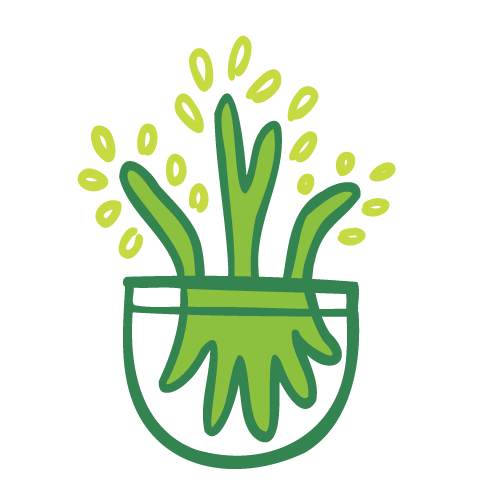 Illustration of a potted plant with roots extending into the pot