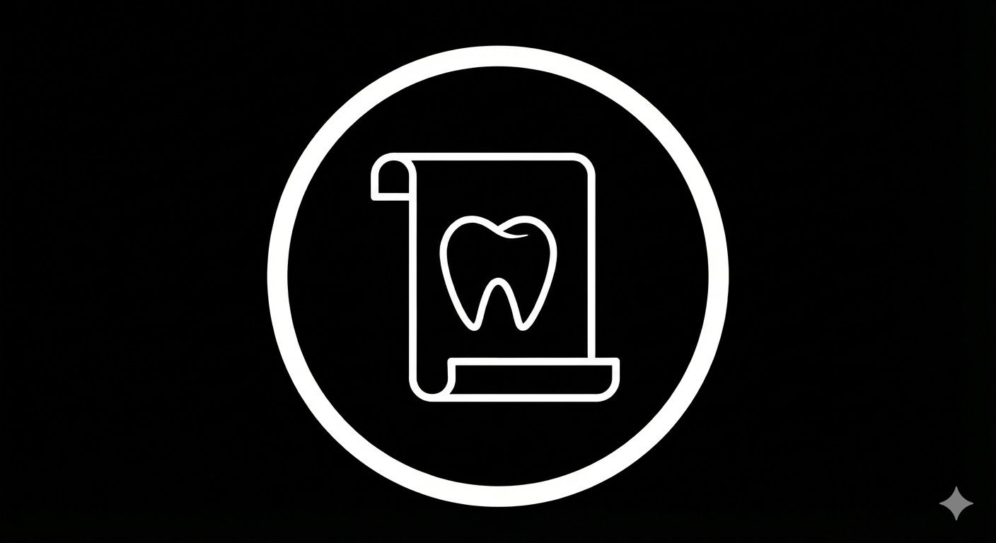 Icon of a tooth on a dental chart inside a circle.