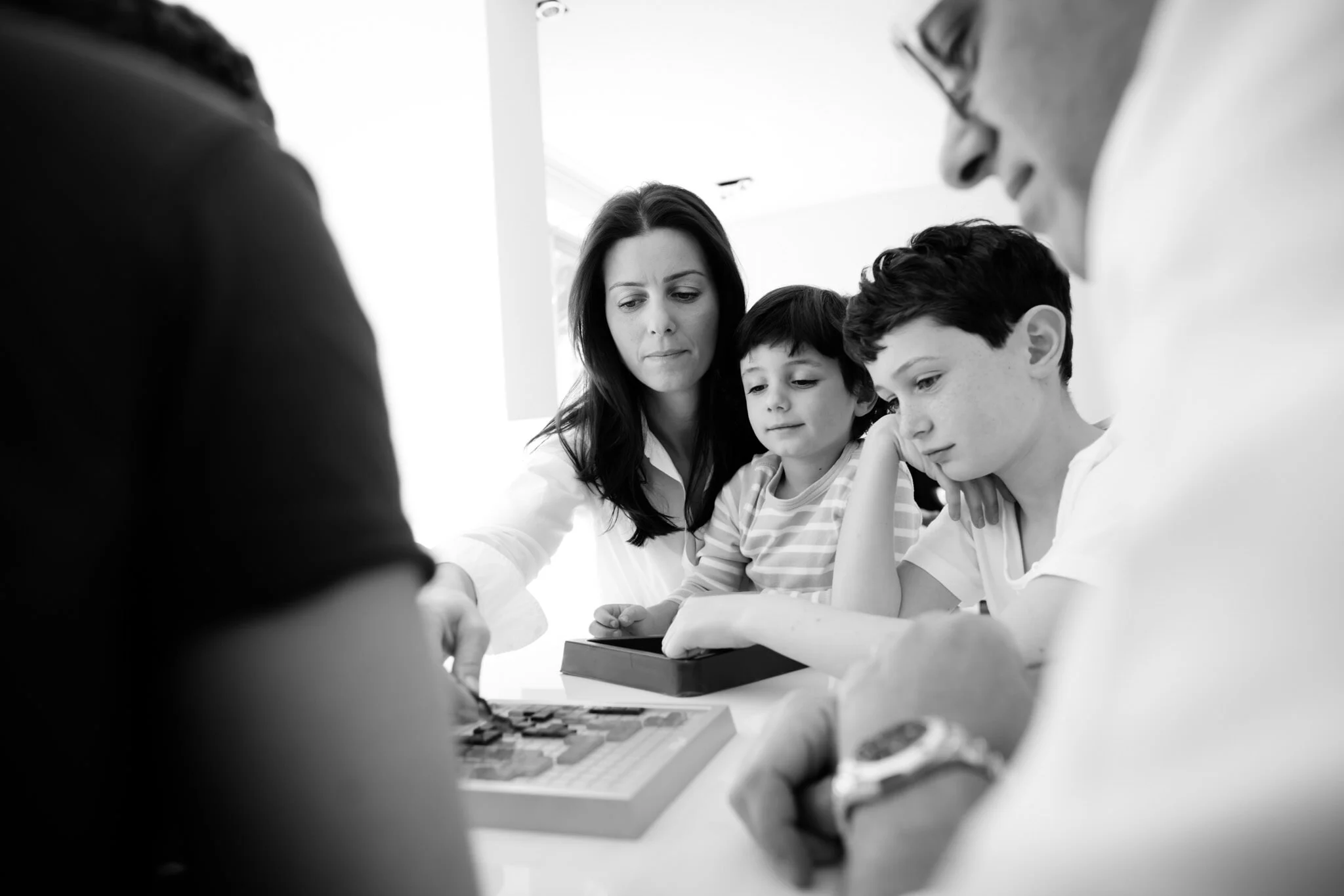 Black and white family photography